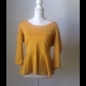 Nicki Minaj 3/4 Sleeve Mustard Yellow Peplum Top